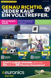 Fernseher im EURONICS Prospekt in Waldbröl Aktueller EURONICS Prospekt mit Fernseher, "GENAU RICHTIG. JEDER KAUF EIN VOLLTREFFER.", Seite 1