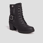 Promo Bottines à talons et boucles noir femme à 45,99 € dans le catalogue La Halle à Saint-Sébastien-sur-Loire