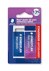 STAEDTLER Mars® plastic 526 50 - Blister 2 gommes blanche et couleur bleu/lilas sans latex 65 x 23 x 13 mm - Edition Anniversaire - STAEDTLER dans le catalogue Bureau Vallée