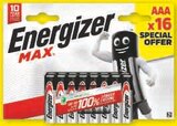 Lot de 16 piles alcalines max - ENERGIZER en promo chez U Express Boulogne-Billancourt à 7,25 €
