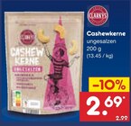 Cashewkerne ungesalzen im Angebot bei Netto Marken-Discount in Aachen Cashewkerne ungesalzen Angebote von Clarkys bei Netto Marken-Discount Aachen für 2,69 €