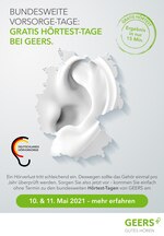 GEERS Prospekt für Fürth mit 1 Seiten GEERS Prospekt für Fürth: "BUNDESWEITE VORSORGE-TAGE", 1 Seiten, 10.05.2021 - 11.05.2021