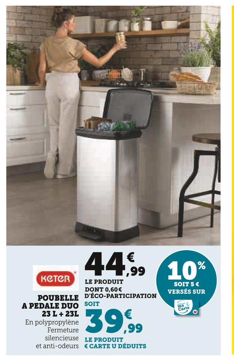 Promo Curver poubelle à pédale 50l chez Carrefour