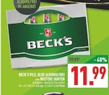 PILS, BLUE ALKOHOLFREI im Angebot bei Marktkauf in Pulheim PILS, BLUE ALKOHOLFREI Angebote von Beck's bei Marktkauf Pulheim für 11,99 €