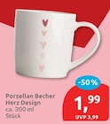 Porzellan Becher Herz Design im aktuellen budni Prospekt
