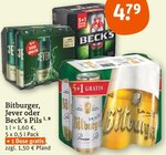 Aktuelles Bitburger, Jever oder Beck’s Pils Angebot bei tegut in Jena ab 4,79 €