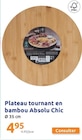 Plateau tournant en bambou Absolu Chic en promo chez Action Courbevoie à 4,95 €