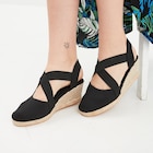 Sandales espadrilles compensées noir femme - LH en promo chez La Halle Sandales espadrilles compensées noir femme - LH dans le catalogue La Halle
