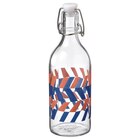 Flasche mit Verschluss Klarglas gemustert/leuchtend blau leuchtend orange 0.5 l von KORKEN im aktuellen IKEA Prospekt für 2,99 €