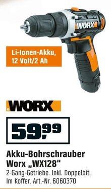 Akku-Bohrschrauber „WX128“ bei OBI in Bremerhaven Akku-Bohrschrauber „WX128“ im Angebot bei OBI Bremerhaven für 59,99 €
