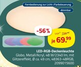 LED-RGB-Deckenleuchte von Globo für 69,99 € bei ROLLER im Angebot LED-RGB-Deckenleuchte von Globo im aktuellen ROLLER Prospekt