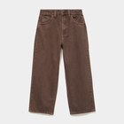 Pantalon baggy taille basse coton marron foncé garçon en promo chez La Halle Pantalon baggy taille basse coton marron foncé garçon dans le catalogue La Halle