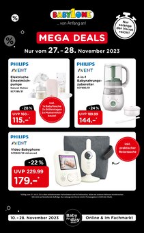 BabyOne Prospekt der aktuellen Woche, gültig von 27.11.2023 bis 28.11.2023 Aktueller BabyOne Prospekt "MEGA DEALS" mit 3 Seiten
