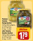 Sweety Honig Gurken von Paulsen für 1,79 € bei REWE im Angebot Sweety Honig Gurken von Paulsen im aktuellen REWE Prospekt