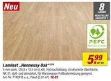 Laminat „Hennessy Oak“ 2/4 von PEFC für 5,99 € bei toom Baumarkt im Angebot Laminat „Hennessy Oak“ 2/4 von PEFC im aktuellen toom Baumarkt Prospekt