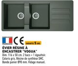 Évier résine à encastrer "Vogua" en promo chez Brico Cash Avignon