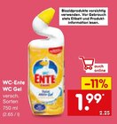WC Gel im Angebot bei Netto Marken-Discount in Castrop-Rauxel WC Gel Angebote von WC-Ente bei Netto Marken-Discount Castrop-Rauxel für 1,99 €