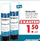 Klebestift von novooo für 1,50 € bei Mäc-Geiz im Angebot Klebestift von novooo im aktuellen Mäc-Geiz Prospekt