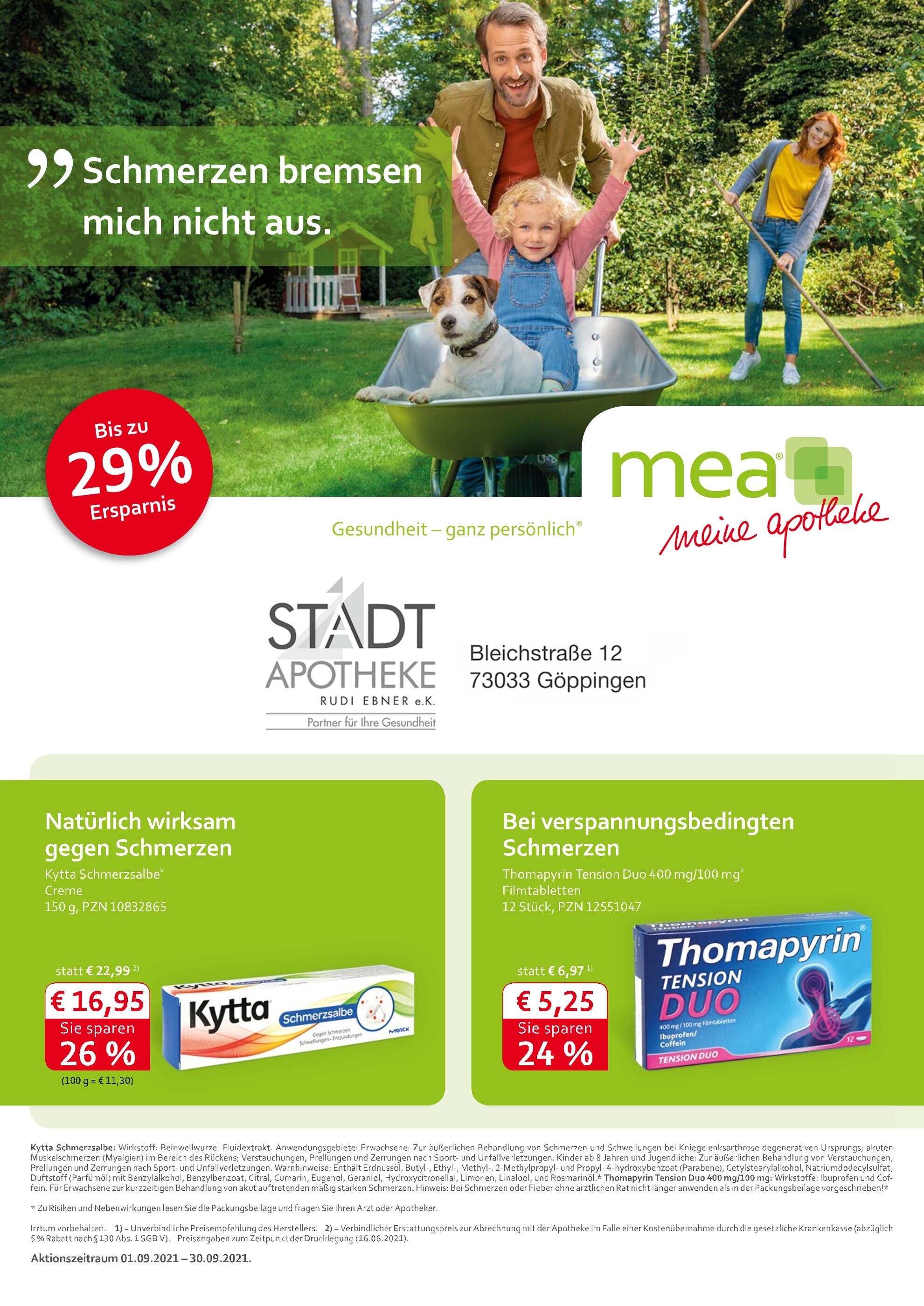 mea - meine apotheke Prospekt für Göppingen mit 4 Seiten mea - meine apotheke Prospekt für Göppingen: "Unsere September-Angebote", 4 Seiten, 01.09.2021 - 30.09.2021