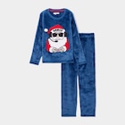 Ensemble pyjama pantalon velours Noël bleu marine garçon dans le catalogue La Halle