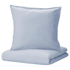 Bettwäsche-Set, 2-teilig blau/gestreift 140x200/80x80 cm im IKEA Prospekt zum Preis von 24,99 €