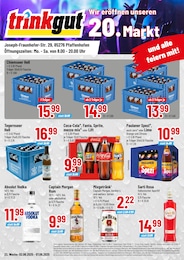 Trinkgut Prospekt "Wir eröffnen unseren 20. Markt", 4 Seiten, 02.06.2025 - 02.06.2025 Aktueller Trinkgut Prospekt, "Wir eröffnen unseren 20. Markt", mit Angeboten der Woche, gültig von 02.06.2025 bis 02.06.2025