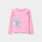 T-shirt volants et sequins coton rose fille en promo chez La Halle T-shirt volants et sequins coton rose fille dans le catalogue La Halle