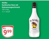 Karibischer Rum mit Kokosnussgeschmack Angebote von Malibu bei GLOBUS Bad Homburg für 9,99 €