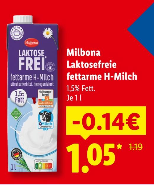 Laktosefreie fettarme H-Milch