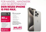 Aktuelles iPhone 15 Pro Max Angebot bei Telekom Partner Bührs Melle in Bielefeld ab 272,51 €
