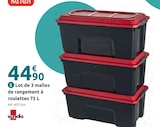 Promo Lot de 3 malles de rangement à roulettes à 44,90 € dans le catalogue Mr.Bricolage à Cavignac