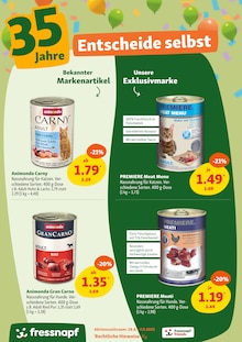 Katzenfutter im Fressnapf Prospekt "Pfoten hoch, Preise runter!" mit 20 Seiten (Moers)