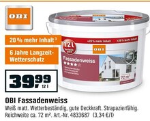 Fassadenweiss bei OBI in Cottbus Fassadenweiss im Angebot bei OBI Cottbus für 39,99 €