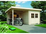 Aktuelle Gartenhaus Angebote bei bauwelt Delmes Heitmann in Hamburg Aktuelles Jorkisch Blockhaus Nordby Pultdach mit Vordach 28mm Wandstärke 5600 x 3500mm Angebot bei bauwelt Delmes Heitmann in Hamburg ab 5.498,99 €