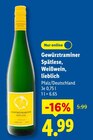 Gewürztraminer Spätlese, Weißwein, lieblich für 4,99 € bei Lidl im Angebot Gewürztraminer Spätlese, Weißwein, lieblich im aktuellen Lidl Prospekt