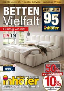 Bett im Möbel Inhofer Prospekt "BETTEN VIELFALT" mit 16 Seiten (Reutlingen)