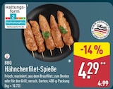 BBQ Hähnchenfilet-Spieße Angebot im ALDI Nord Prospekt BBQ Hähnchenfilet-Spieße im ALDI Nord Prospekt zum Preis von 4,29 €