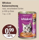 Whiskas Katzennahrung im V-Markt Prospekt Katzennahrung von Whiskas im aktuellen V-Markt Prospekt für 0,99 €
