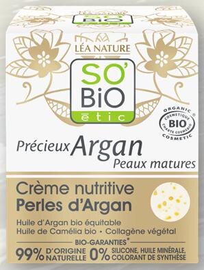 Crème nutritive peaux matures perles d’argan SO Bio étic