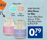 Mini-Kerze im Glas im ALDI SÜD Prospekt Mini-Kerze im Glas von HOME CREATION im aktuellen ALDI SÜD Prospekt für 0,79 €