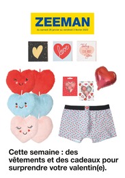Catalogue Mode à bas prix de Zeeman à Fécamp Prospectus Zeeman à Fécamp, "Cette semaine : des vêtements et des cadeaux pour suprendre votre valentin(e).", 11 pages, 28/01/2023 - 03/02/2023