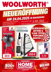 Aktueller Woolworth Prospekt mit Rucksack, "NEUERÖFFNUNG IN MAGDEBURG", Seite 1