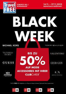 Travel FREE Prospekt der KW 46 "BLACK WEEK" Aktueller Travel FREE Prospekt "BLACK WEEK" Seite 1 von 11 Seiten