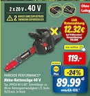 Akku-Kettensäge 40 V Angebote von Parkside Performance bei Lidl Villingen-Schwenningen für 89,99 €
