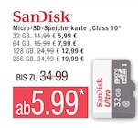 Micro-SD-Speicherkarte „Class 10“ von SanDisk im aktuellen Marktkauf Prospekt für 5,99 €