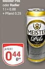 Aktuelle Radler Angebote bei GLOBUS in Oberhausen Aktuelles Meister Pils Angebot bei GLOBUS in Oberhausen ab 0,44 €