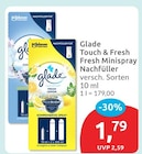 Touch & Fresh Fresh Minispray Nachfüller von Glade für 1,79 € bei budni im Angebot Touch & Fresh Fresh Minispray Nachfüller von Glade im aktuellen budni Prospekt