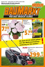 Globus-Baumarkt Prospekt für Fellbach mit 20 Seiten Globus-Baumarkt Prospekt für Fellbach: "WER BAUT BRAUCHT GLOBUS", 20 Seiten, 29.06.2020 - 04.07.2020