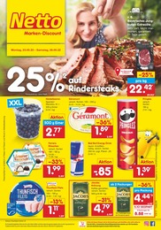Netto Marken-Discount Prospekt für Schongau: 25% auf Rindersteaks, 41 Seiten, 23.05.2022 - 28.05.2022