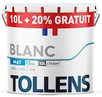 Peinture(d) Tollens murs et plafonds mat blanc 10L+20% gratuit - Tollens en promo chez Castorama Villeneuve-d'Ascq à 59,90 €